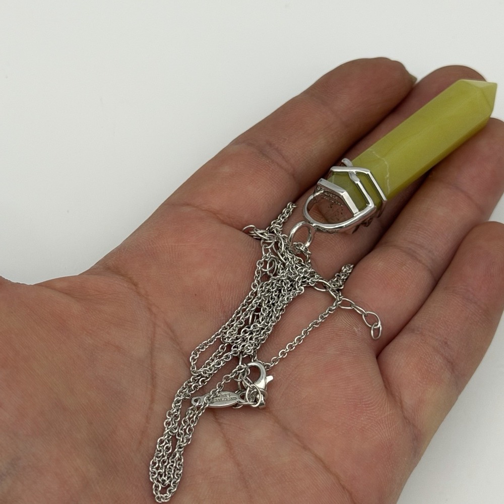 Vtg QVC Sterling Silver NF 925 Yellow Quartz Pendulum Necklace Thailand - Picture 8 of 14